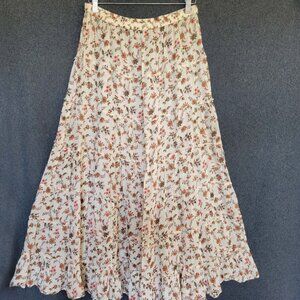 Denim & Supply RL Size L Cottagecore Boho Tiered Floral Cotton Maxi Skirt